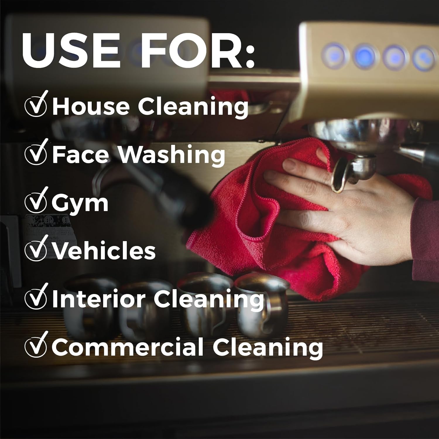 - All-Purpose Microfiber Terry Cleaning Towels - Commercial Grade, Highly Absorbent, Lint-Free, Streak-Free, Kitchens, Bathrooms, Offices, 300Gsm, 16In X 16In, Red (12-Pack)