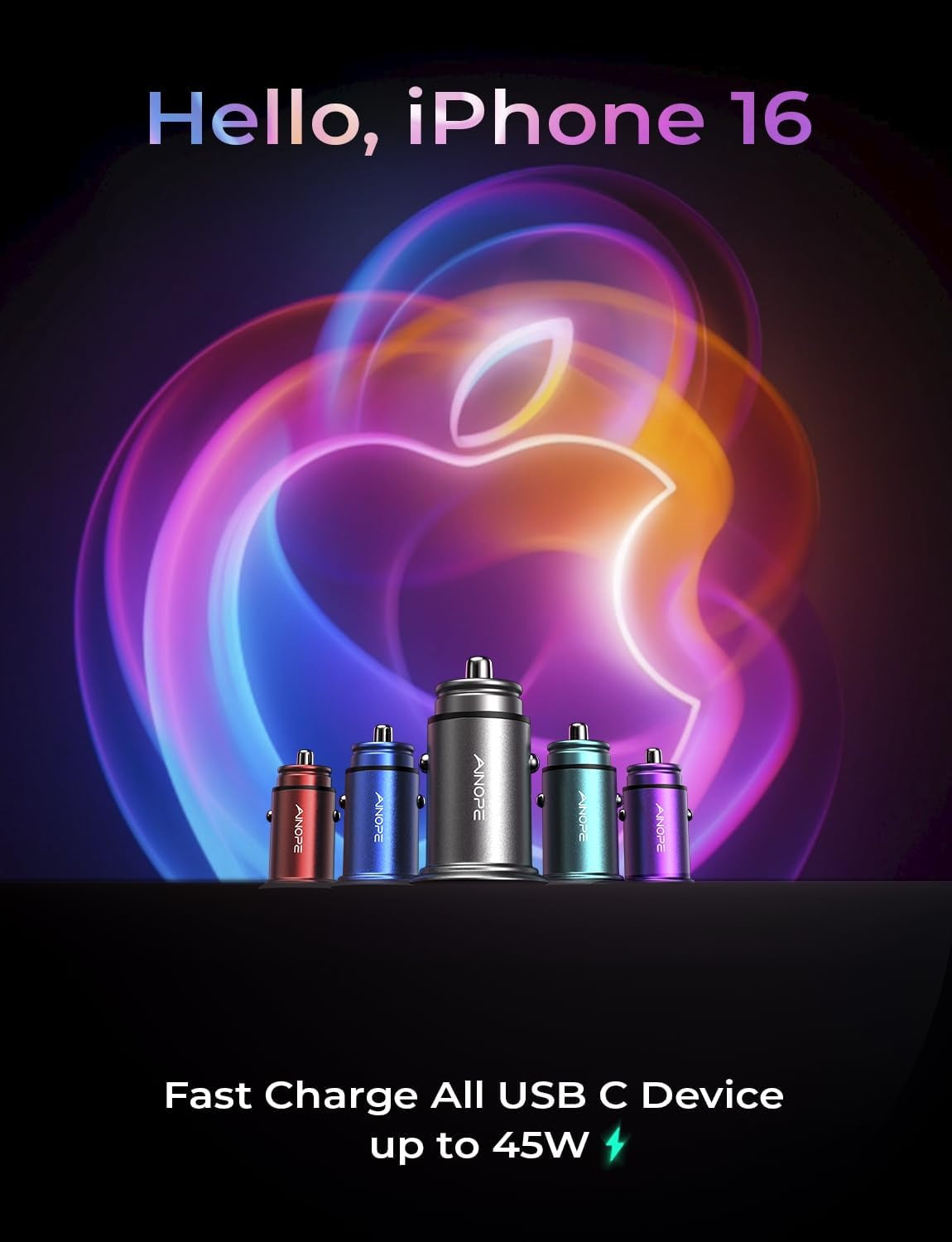 67.5W 99% Invisible Super Mini Car Charger USB C Fast Charging,All Metal Cigarette Lighter Adapter PD&QC Type C Car Charger Adapter for Iphone 16 Pro Max 15 14 13 12,Samsung Galaxy S25,Android