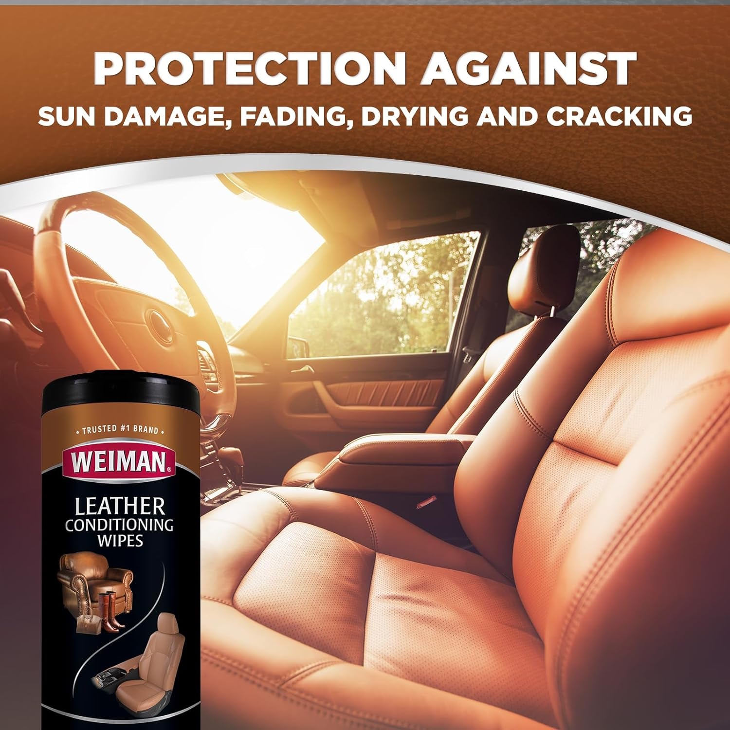 Leather Cleaner Wipes - Clean Condition UV Protection Help Prevent Cracking or Fading of Furniture, Car Interior, Couch, and Shoes, 2 Pack with Microfiber Cloth