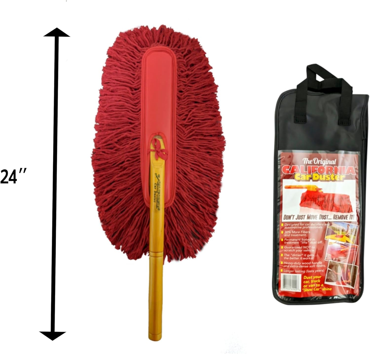 62442 Standard Car Duster with Wooden Handle,Red