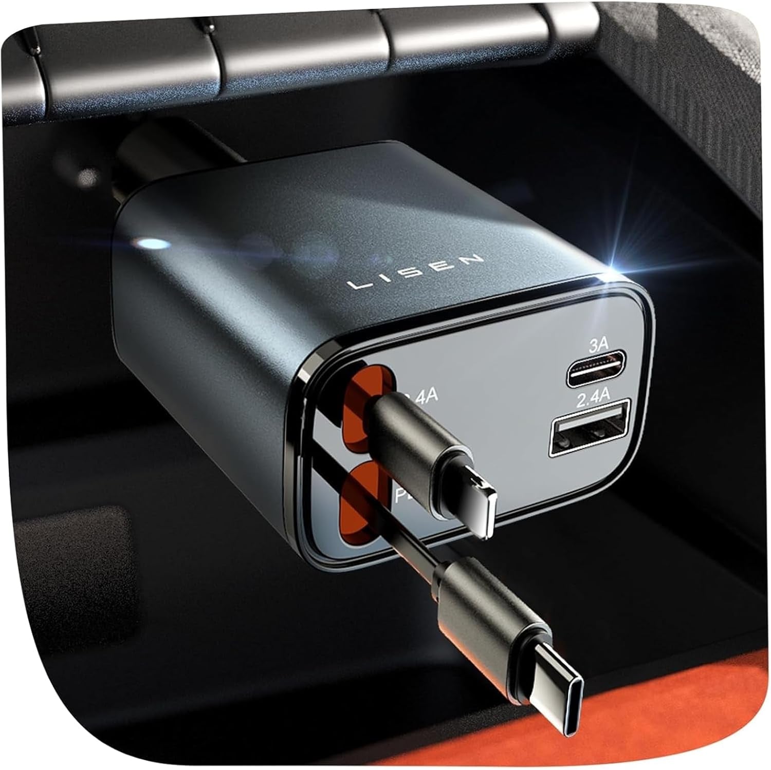 Retractable Car Charger, 69W USB C Car Accessories Adapter for Iphone 16 USB C Charger Fast Charging, Honda Civic Accessories, Travel Essentials Gifts for Women Men, for Iphone 16 15 14 13 12