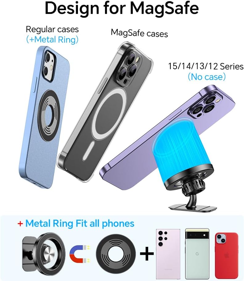 for Magsafe Car Mount【20 Strong Magnets】Magnetic Phone Holder for Car Phone Holder Mount Dash【360°】Cell Phone Holders for Your Car Accessories for Women Men Iphone 16 Pro Max 15 14 13 12 Plus