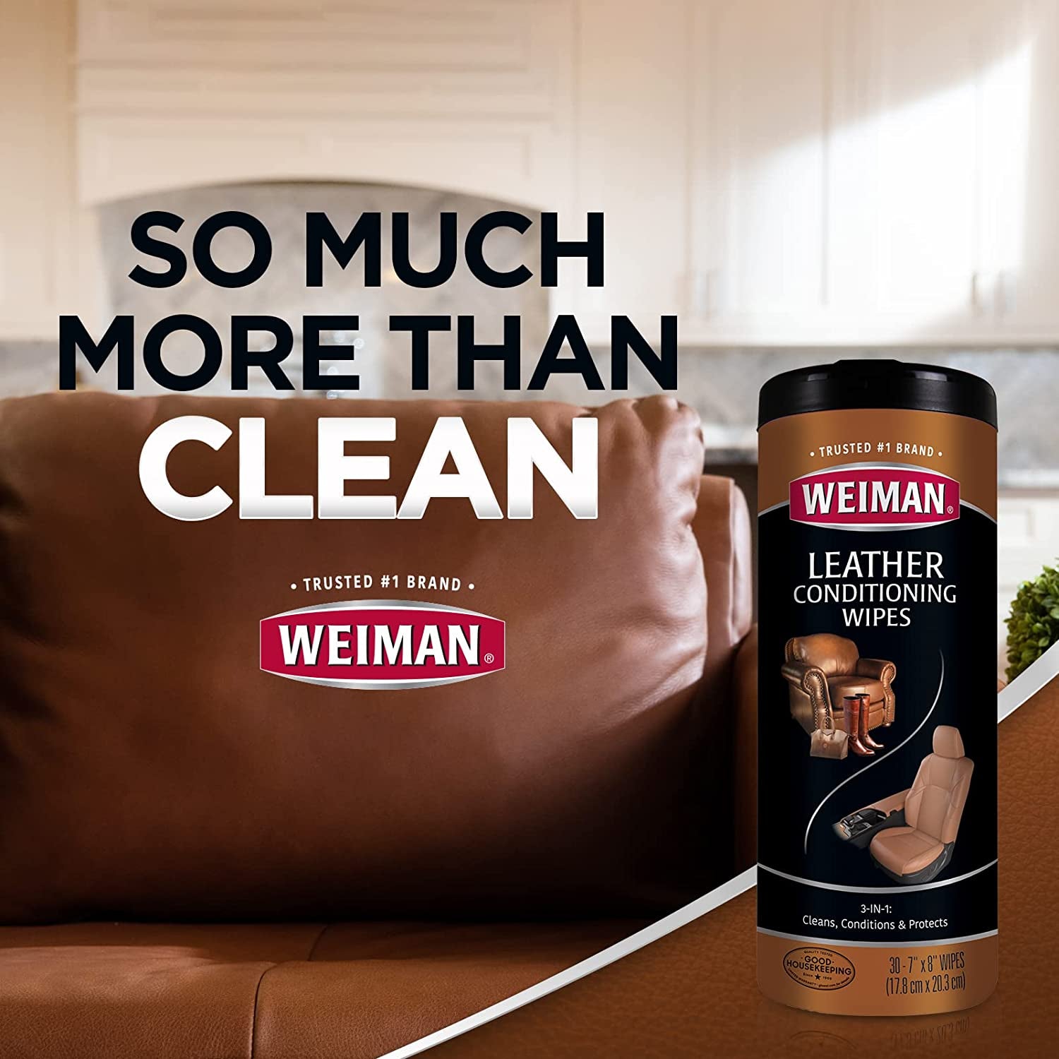 Leather Cleaner Wipes - Clean Condition UV Protection Help Prevent Cracking or Fading of Furniture, Car Interior, Couch, and Shoes, 2 Pack with Microfiber Cloth