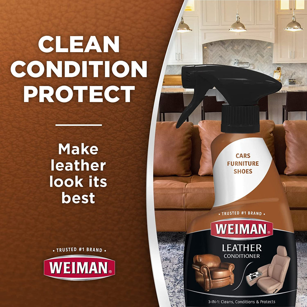 Leather Conditioner & Cleaner - Restores Surfaces, UV Protectants Help Prevent Cracking or Fading of Furniture, Sofa, Couch, Car Seats, Shoes, Purses, 6 Pack, 22 Oz