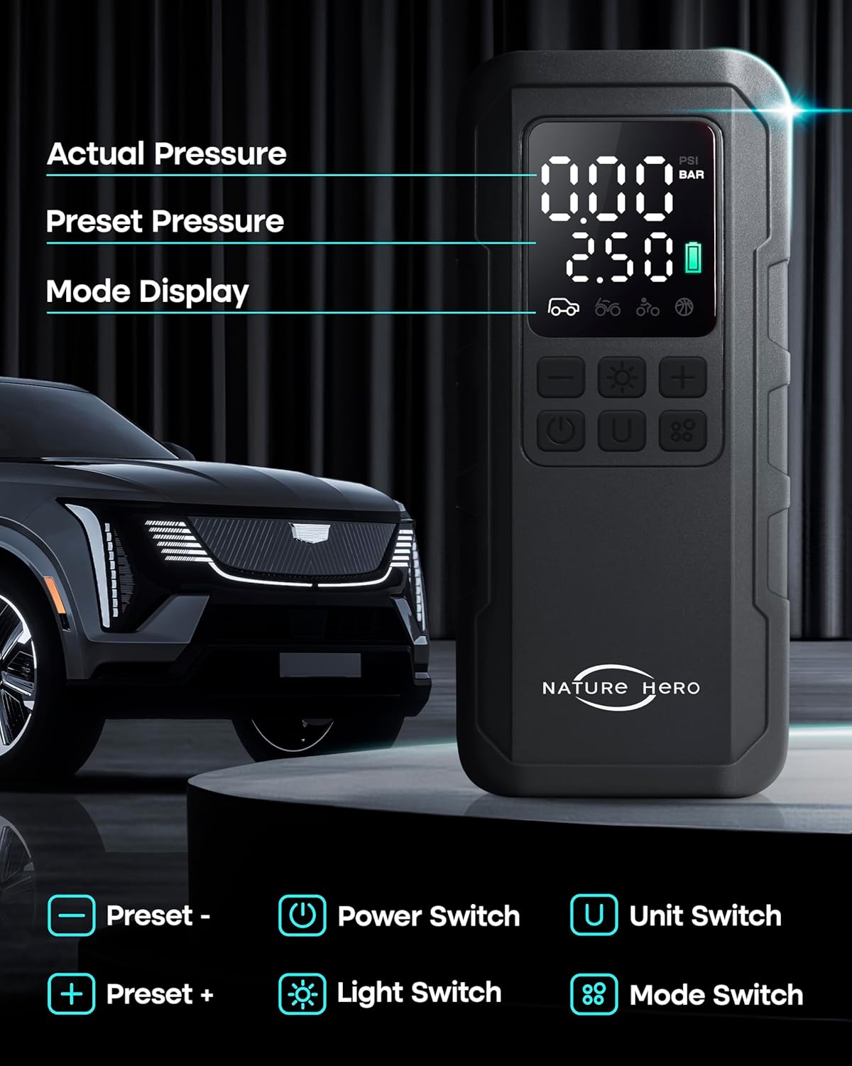 Tire Inflator Portable Air Compressor - 150PSI Air Compressor Portable Tire Inflator for Car Tire Air Pump Portable Air Compressor for Car Tires