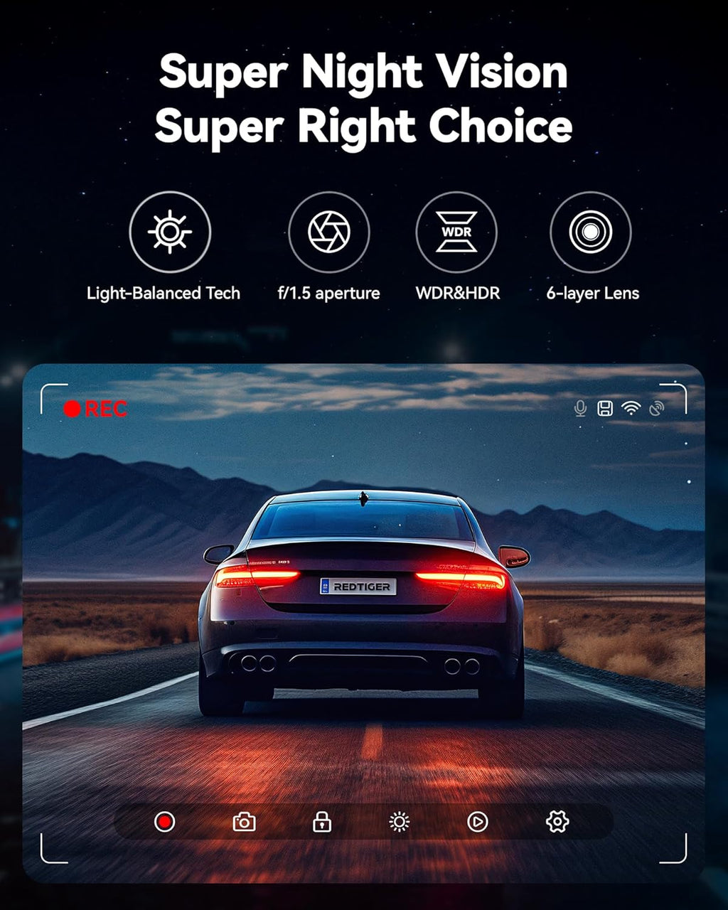 Dash Cam Front Rear, 4K/2.5K Full HD Dash Camera for Cars, Included 32GB Card, Built-In Wi-Fi GPS, APP Control, 3.18" IPS Screen, Night Vision, Wide Angle, WDR, 24H Parking Mode(F7Np)