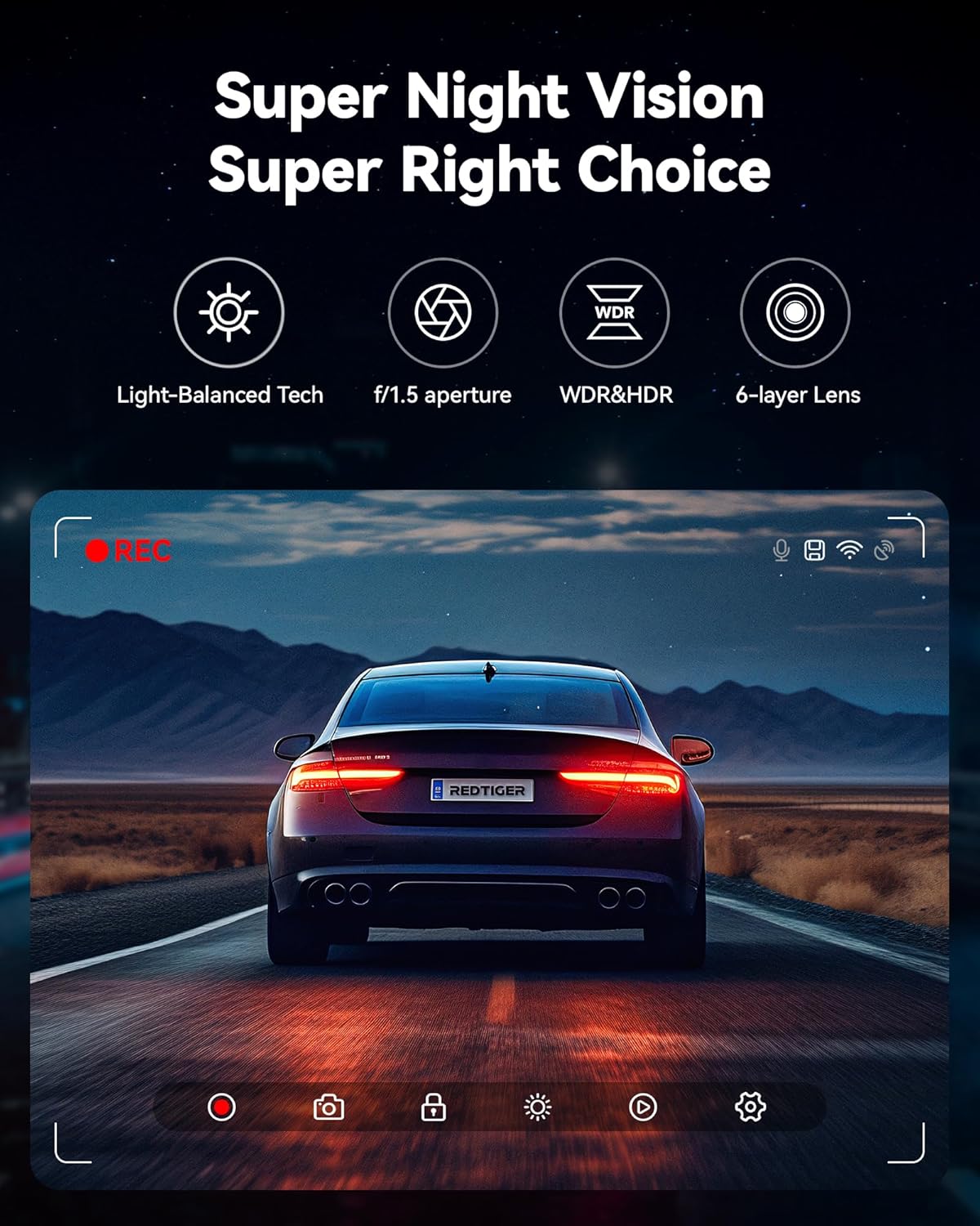 Dash Cam Front Rear, 4K/2.5K Full HD Dash Camera for Cars, Included 32GB Card, Built-In Wi-Fi GPS, APP Control, 3.18" IPS Screen, Night Vision, Wide Angle, WDR, 24H Parking Mode(F7Np)