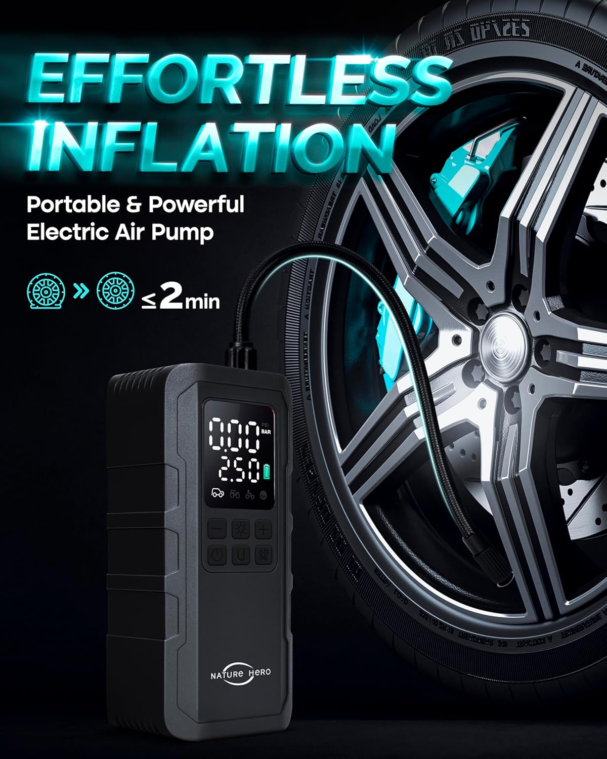 Tire Inflator Portable Air Compressor - 150PSI Air Compressor Portable Tire Inflator for Car Tire Air Pump Portable Air Compressor for Car Tires