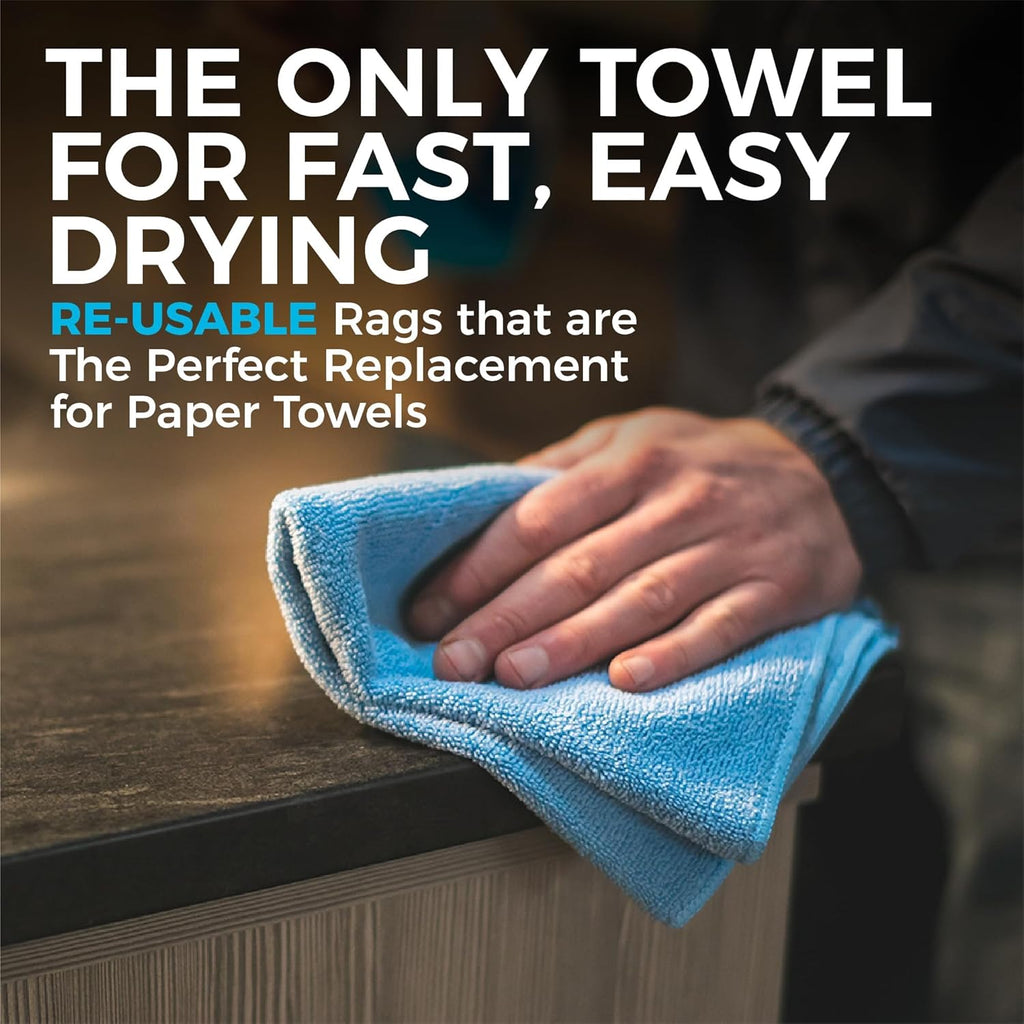 - All-Purpose Microfiber Terry Cleaning Towels - Commercial Grade, Highly Absorbent, Lint-Free, Streak-Free, Kitchens, Bathrooms, Offices, 300Gsm, 16In X 16In, Red (12-Pack)