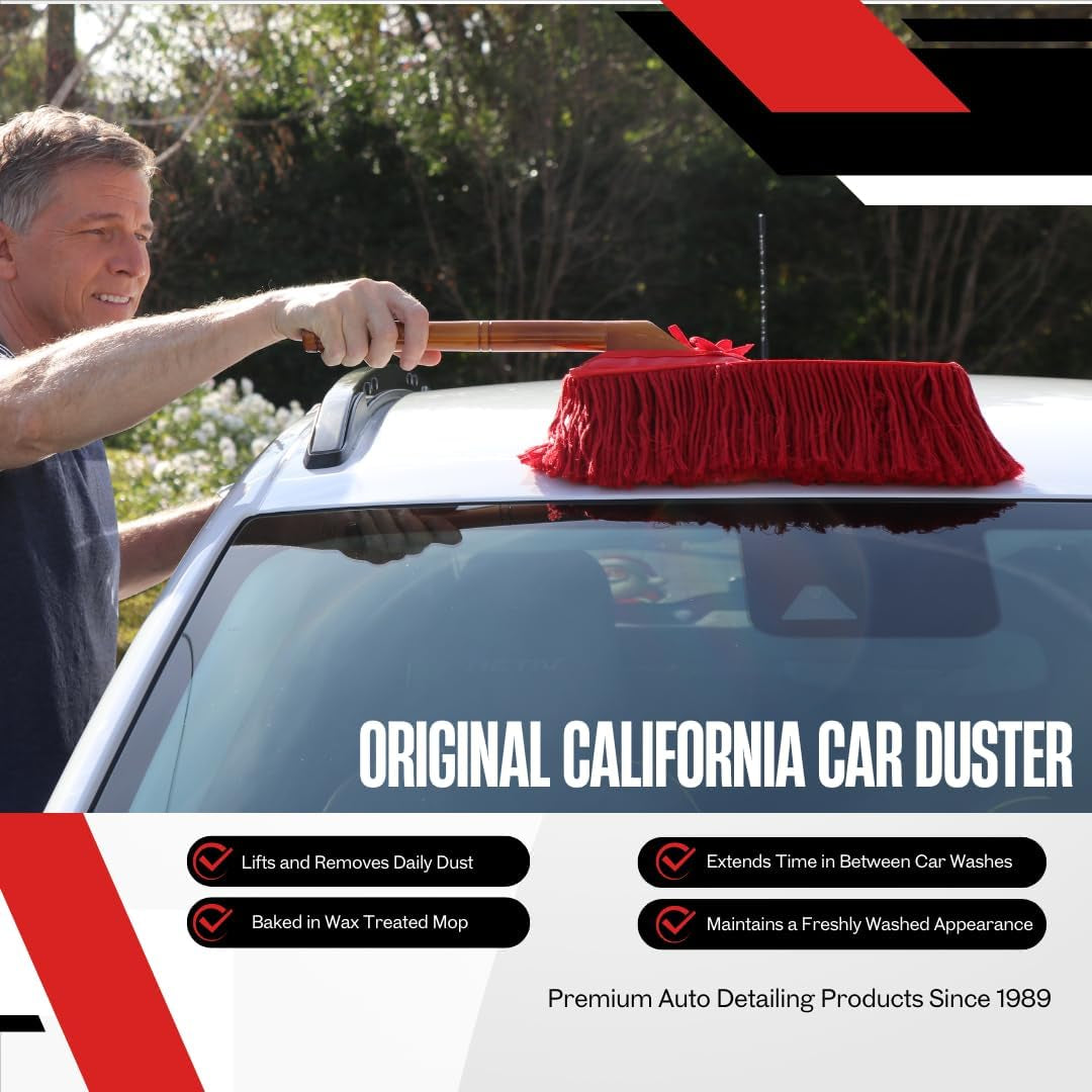 62442 Standard Car Duster with Wooden Handle,Red