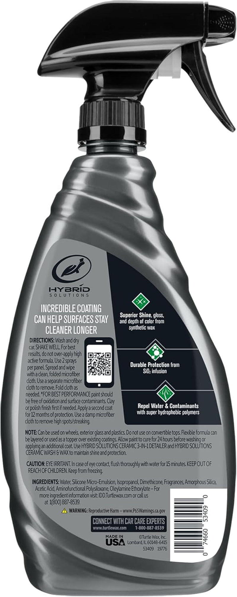 53409 Hybrid Solutions Ceramic Spray Coating, Incredible Shine and Protection for Car Paint, Extreme Water Beading, Safe for Cars, Trucks, Motorcycles, Rv'S and More, 16 Oz. (Pack of 1)