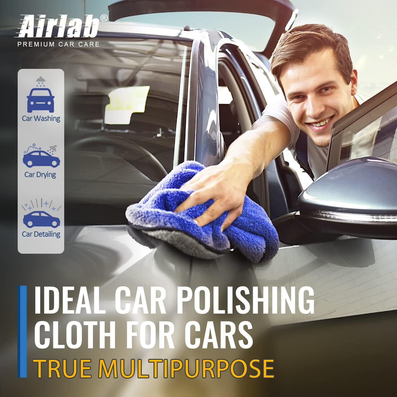 Microfiber Towels for Cars Wash Drying 800GSM Thick Plush Cleaning Cloth Auto Detailing Super Absorbent for Interior & Exterior Lint Free, Streak Free, 16" X 16", Pack of 4