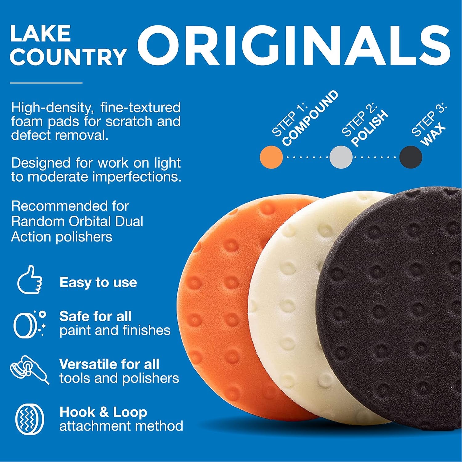 3.5" CCS Foam Pad Kit (Set of 3) – Light Cutting, Polishing and Finishing. Fits 3" Backing Plate.