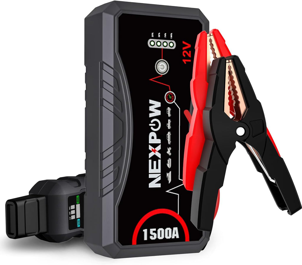Car Jump Starter Car Battery Jump Starter Pack 1500A Peak Q10S for up to 7.0L Gas and 5.5L Diesel Engine12V Auto Battery Booster,Jumper Cables Portable Lithium Jump Box with LED Light/Usb QC3.0