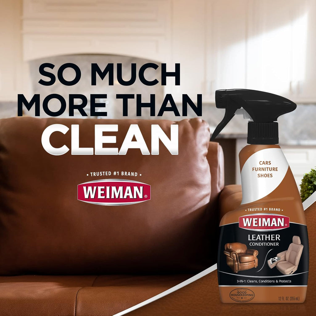Leather Conditioner & Cleaner - Restores Surfaces, UV Protectants Help Prevent Cracking or Fading of Furniture, Sofa, Couch, Car Seats, Shoes, Purses, 6 Pack, 22 Oz