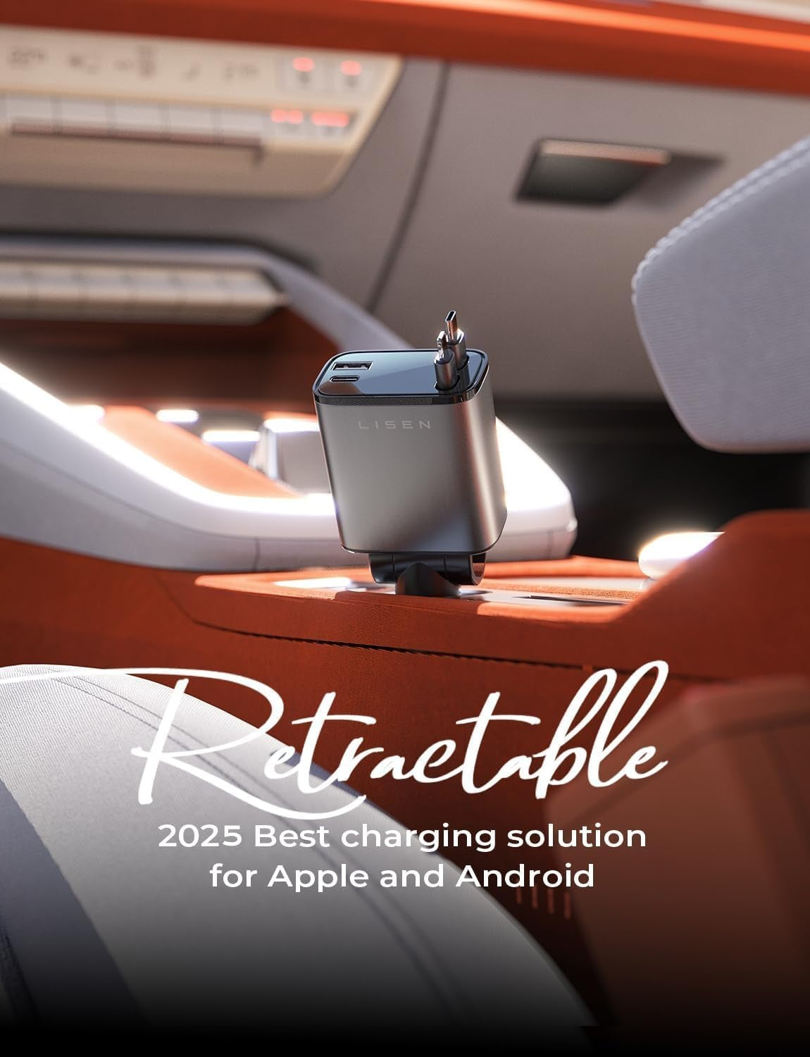 Retractable Car Charger, 69W USB C Car Accessories Adapter for Iphone 16 USB C Charger Fast Charging, Honda Civic Accessories, Travel Essentials Gifts for Women Men, for Iphone 16 15 14 13 12