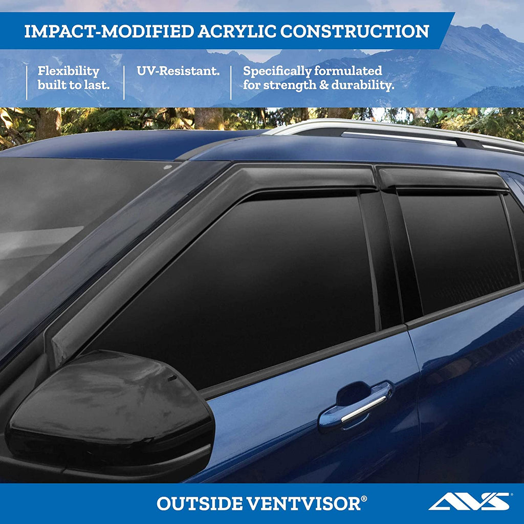 [] outside Mount Rain Guards for 2008 - 2020 Dodge Journey | Window Vent Visors, 4 Pcs. - Smoke | 94072